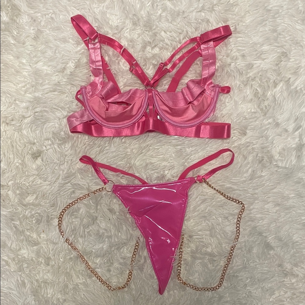 Pink Strappy Lingerie Set